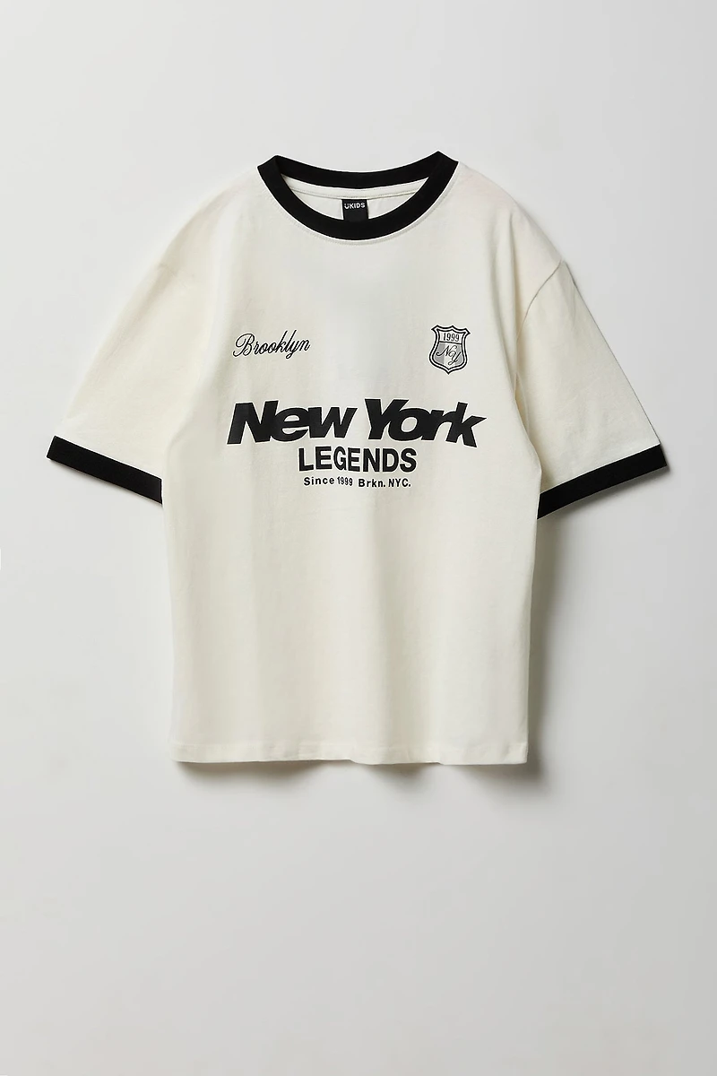 T-shirt imprimé à liséré contrastant pour garçon