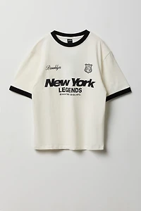 T-shirt imprimé à liséré contrastant pour garçon