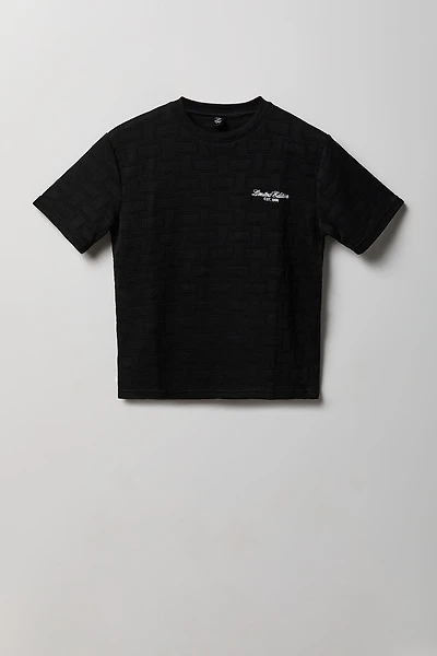 Boys Textured Knit Embroidered T-Shirt