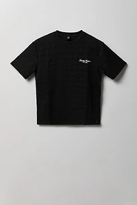 Boys Textured Knit Embroidered T-Shirt