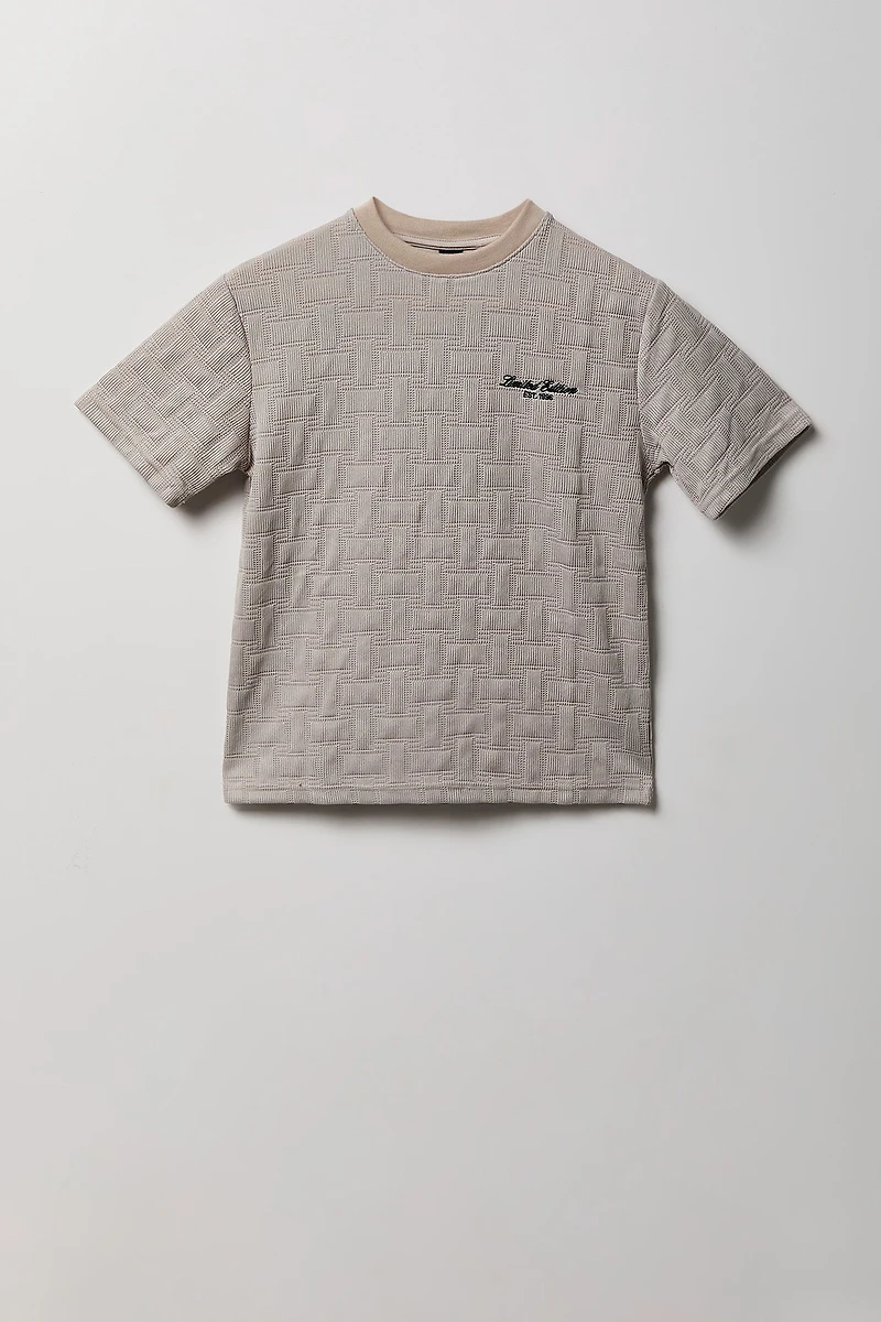 T-shirt en tricot texturé avec motif brodé pour garçon