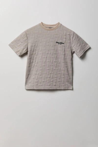 T-shirt en tricot texturé avec motif brodé pour garçon