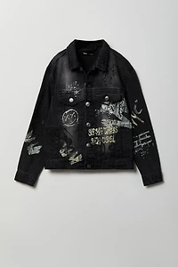 Boys Graffiti Graphic Denim Jacket