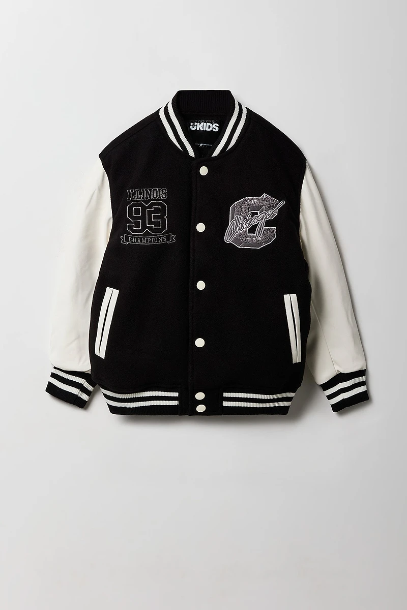 Boys Embroidered Varsity Jacket
