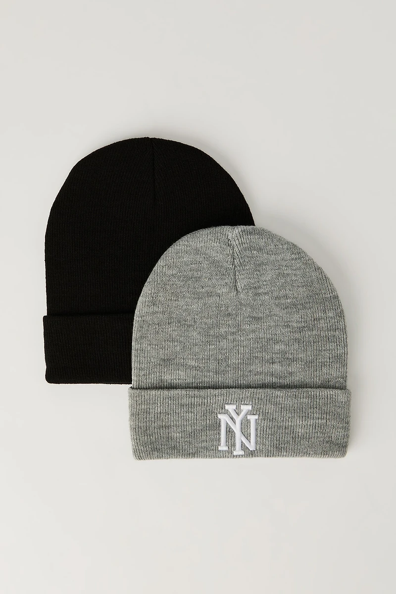 Ensemble de bonnet à broderie NY pour enfant (paquet 2)