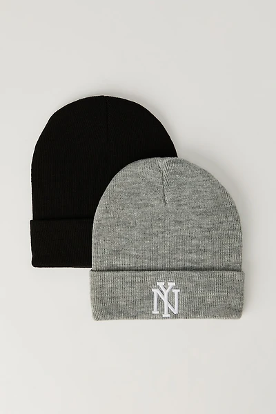 Ensemble de bonnet à broderie NY pour enfant (paquet 2)
