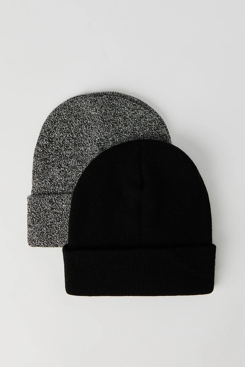 Ribbed Knit Beanie (2 Pack)