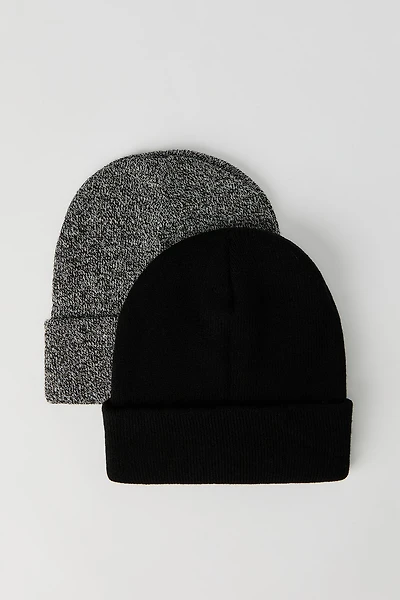 Ribbed Knit Beanie (2 Pack)