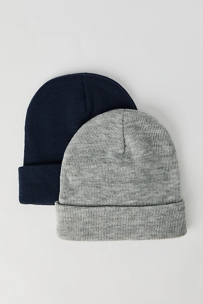 Ribbed Knit Beanie (2 Pack)