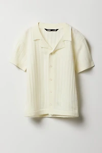 Polo boutonné en tricot côtelé large pour garçon