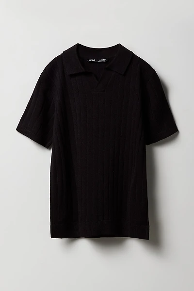 Boys Wide Ribbed Knit Polo