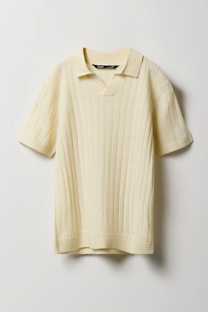 Polo en tricot côtelé large pour garçon