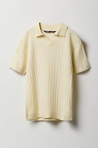 Polo en tricot côtelé large pour garçon