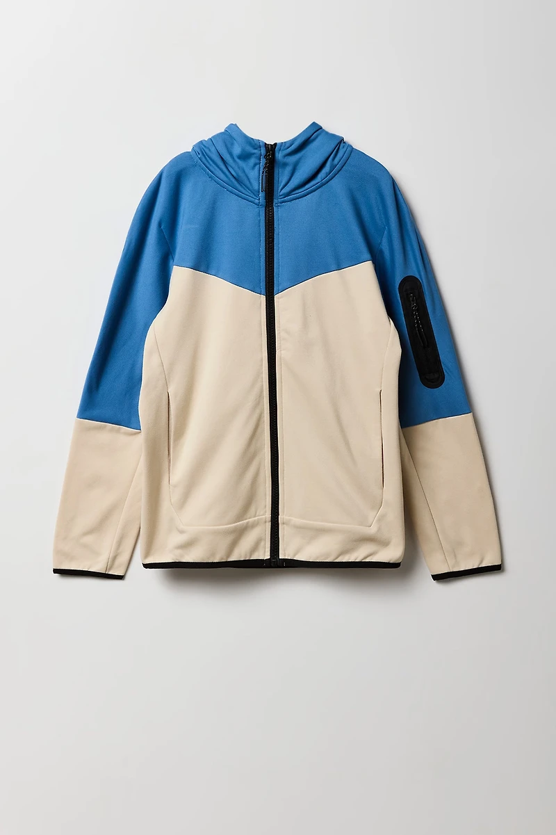 Haut à capuchon Active avec blocs de couleurs et fermeture glissière pour garçon