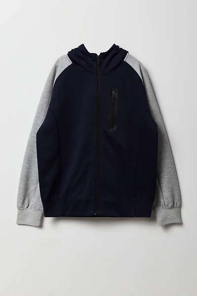 Boys Active Colourblock Zip-Up Hoodie