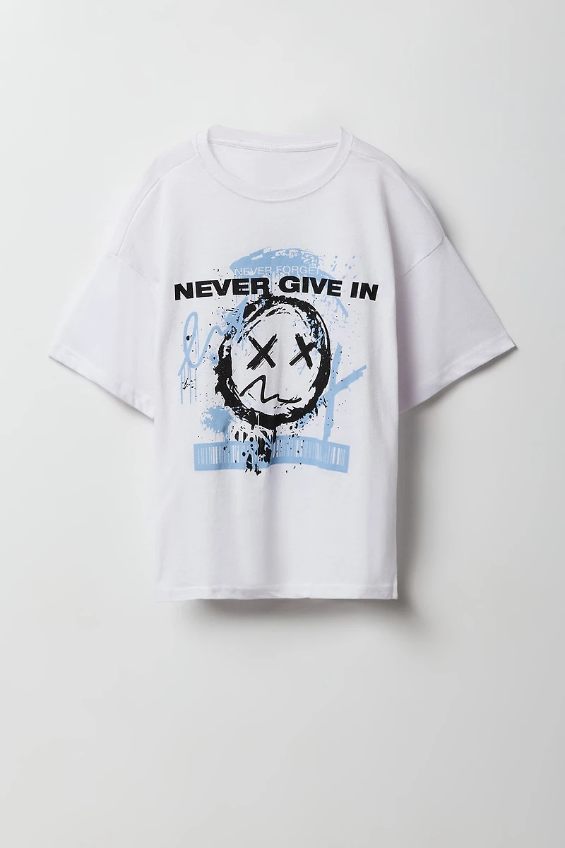 T-shirt à imprimé Never Give pour enfants