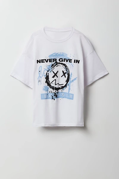 T-shirt à imprimé Never Give pour enfants