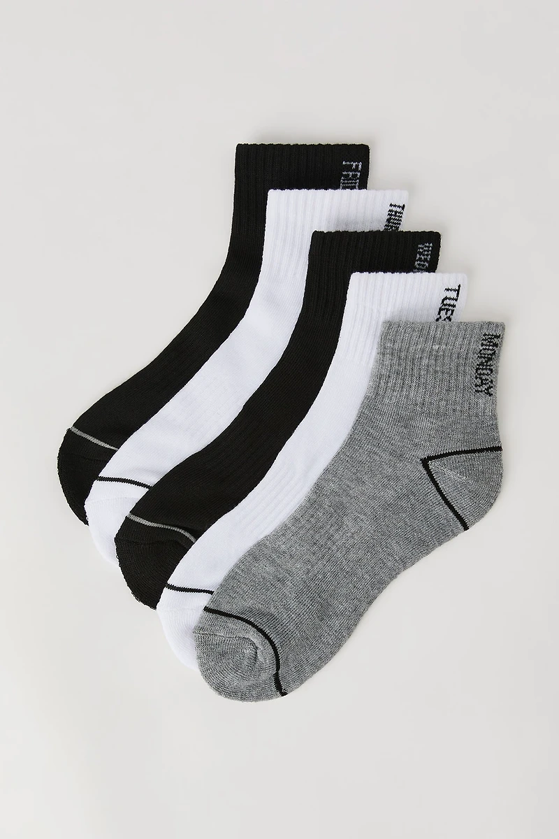Boys Days of the Week Quarter Socks (5 Pack)