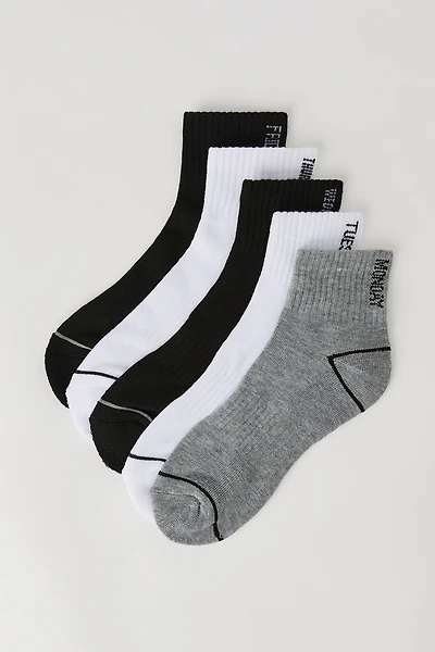 Boys Days of the Week Quarter Socks (5 Pack)