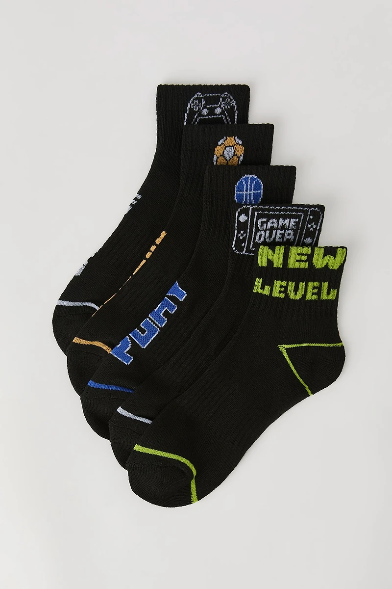 Chaussettes aux chevilles Gamer pour garçons (paquet de 5)