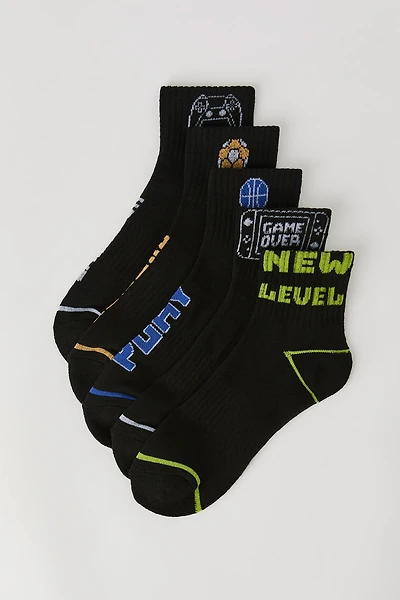 Chaussettes aux chevilles Gamer pour garçons (paquet de 5)