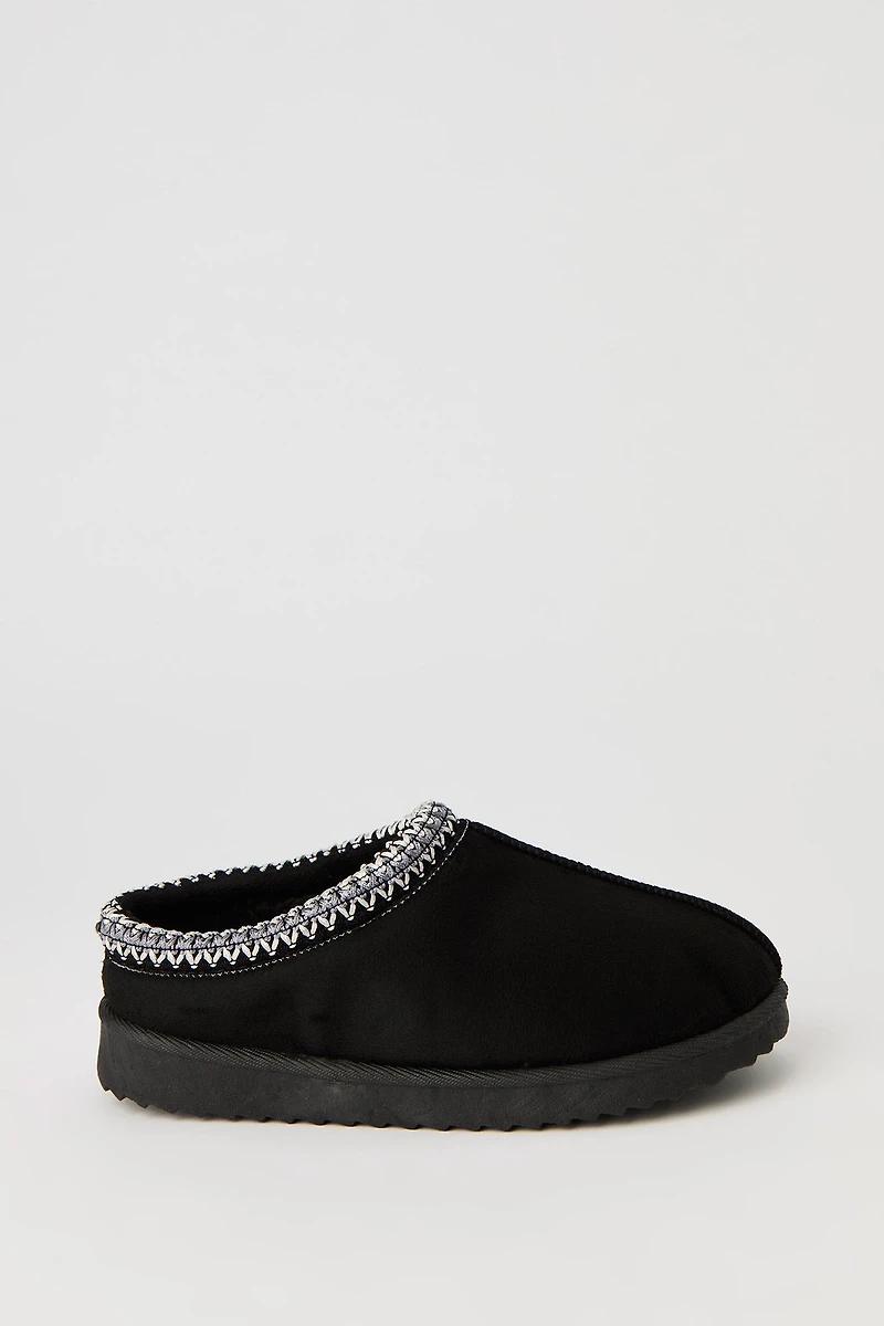 Kids Faux Suede Embroidered Slipper Booties