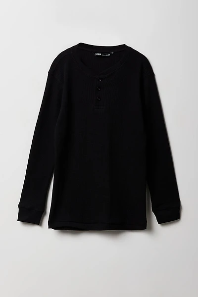Boys Thermal Knit Henley Top