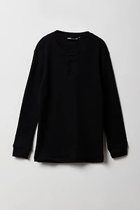 Boys Thermal Knit Henley Top