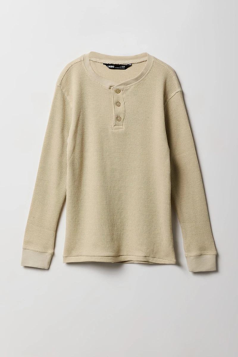 Haut Henley en tricot thermique pour garçon