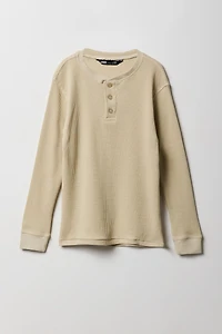 Haut Henley en tricot thermique pour garçon
