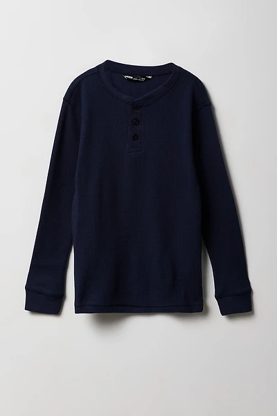 Haut Henley en tricot thermique pour garçon