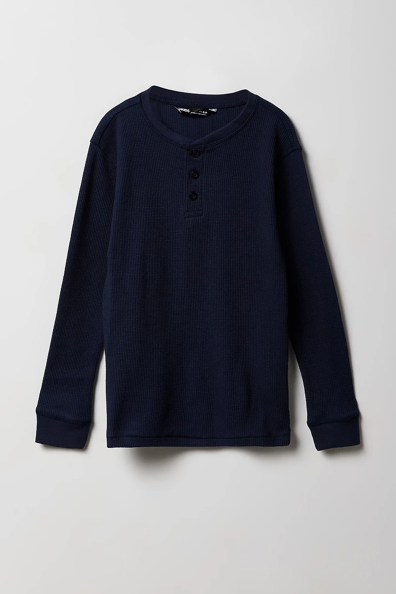Boys Thermal Knit Henley Top