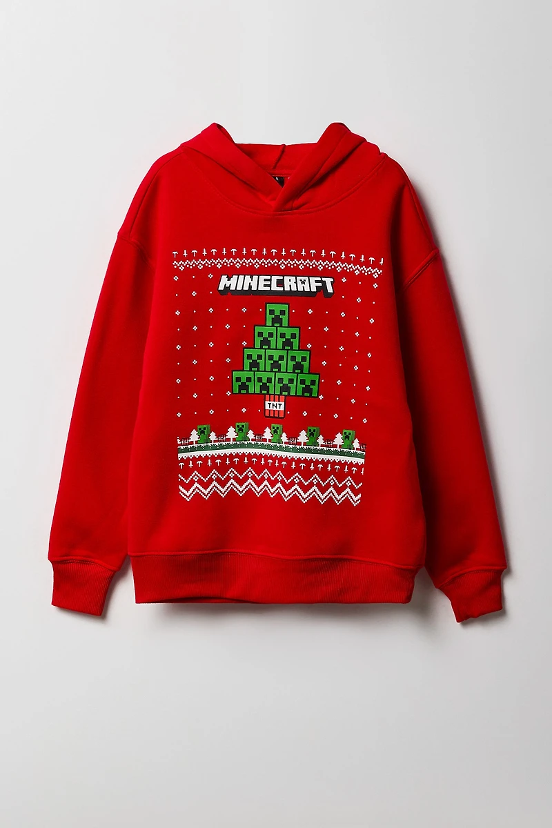 Kids Minecraft Christmas Fleece Hoodie