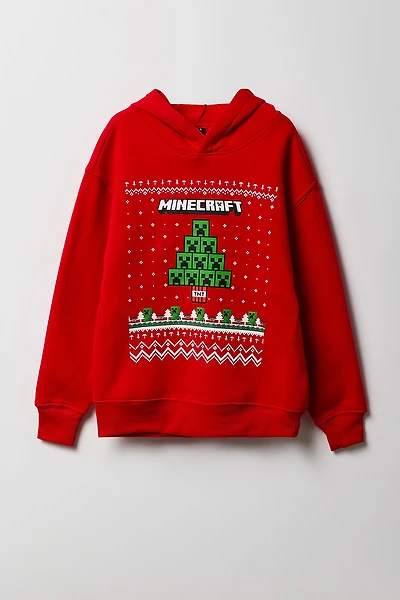 Kids Minecraft Christmas Fleece Hoodie