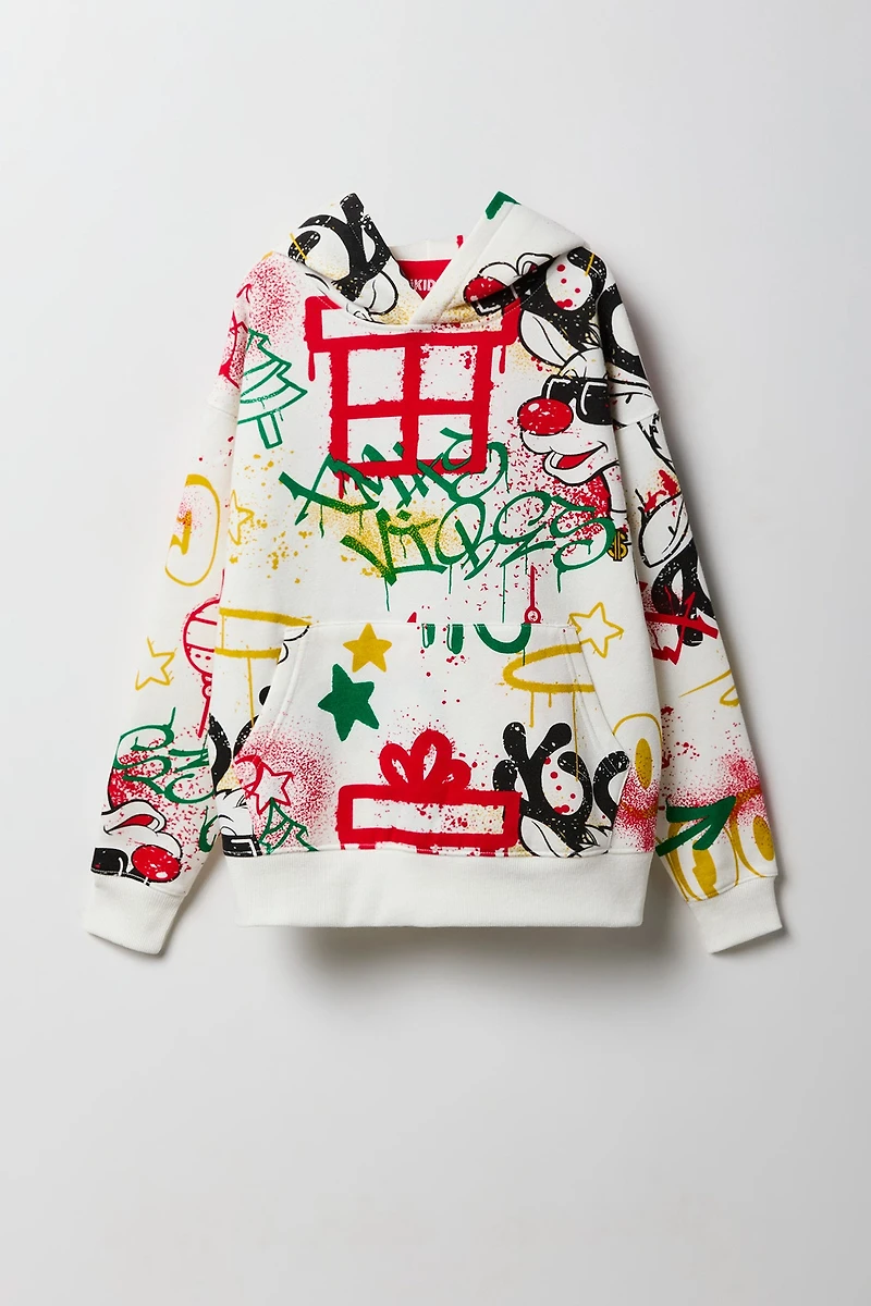 Kids Christmas Printed Fleece Hoodie