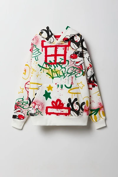 Kids Christmas Printed Fleece Hoodie