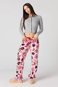 Cartoon Print Plush Pajama Pant