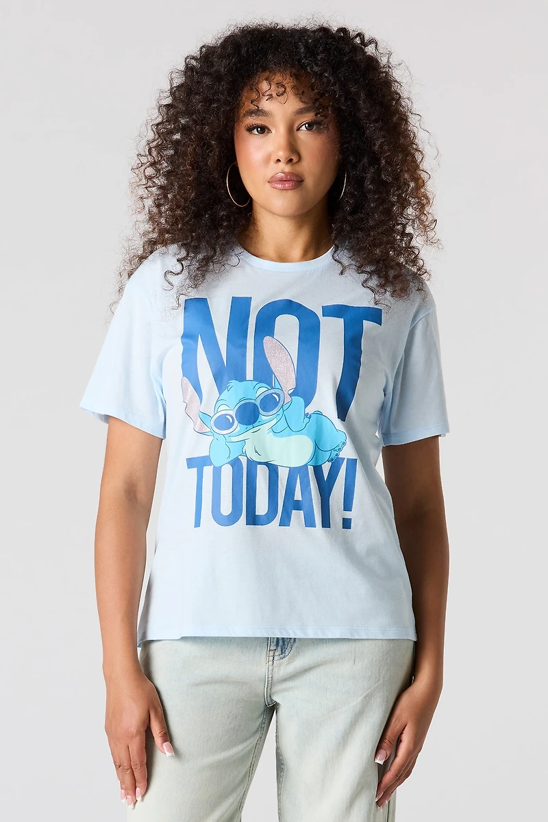 T-shirt de coupe garçonne à imprimé Stitch