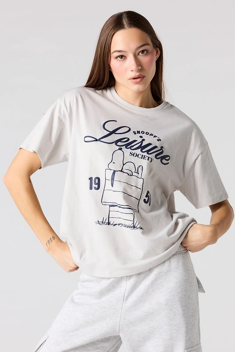 Snoopy Puff Print Boyfriend T-Shirt