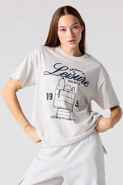 Snoopy Puff Print Boyfriend T-Shirt