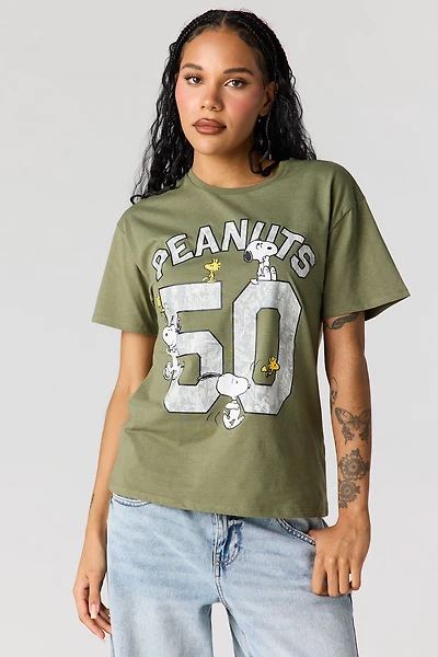 T-shirt de coupe garçonne à imprimé Peanuts Snoopy