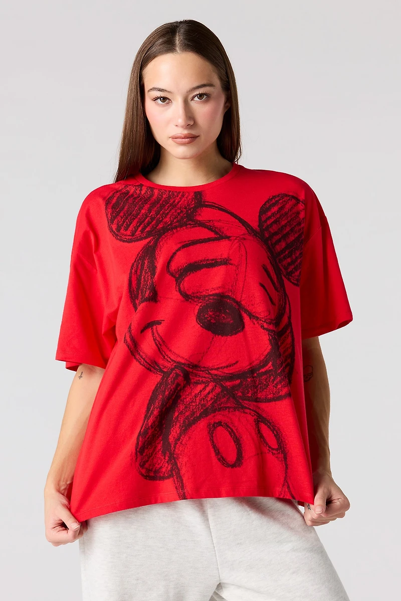 Mickey Drawing Graphic Boyfriend T-Shirt