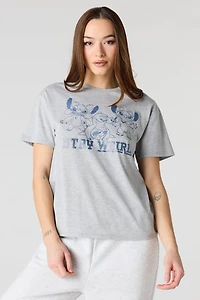 Stitch Graphic Glitter Boyfriend T-Shirt