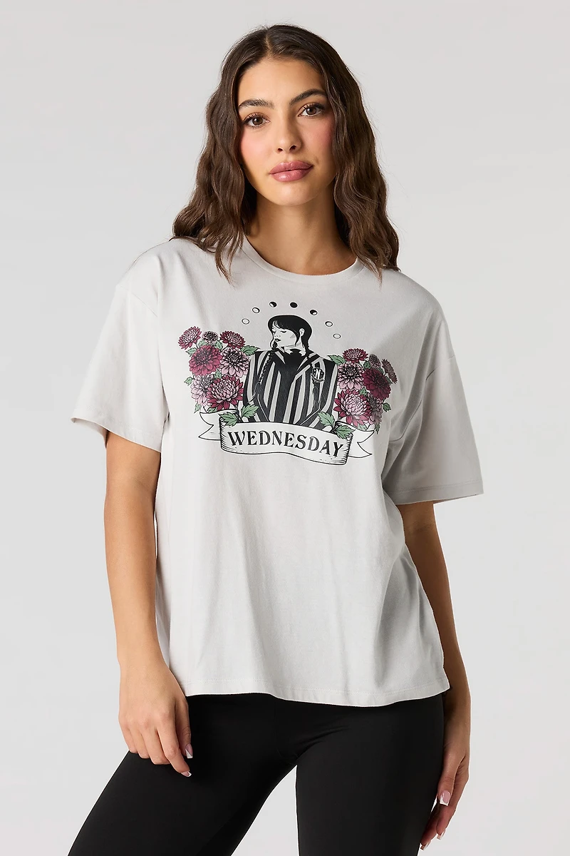 T-shirt de coupe garçonne à imprimé Wednesday