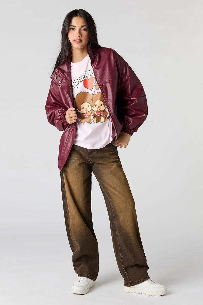 T-shirt de coupe garçonne à imprimé Monchhichi