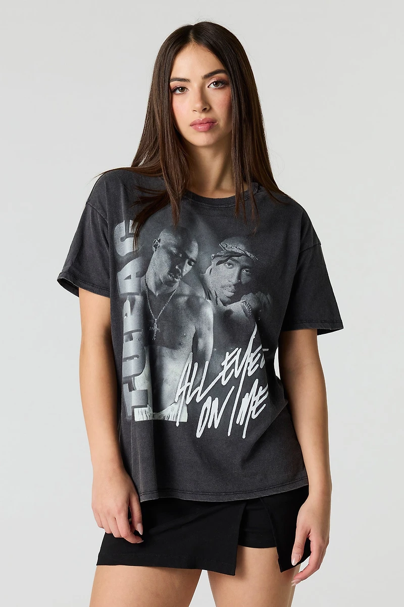 Tupac Graphic Washed Boyfriend T-Shirt