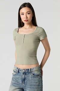 Ribbed Henley Top