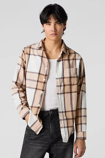 Plaid Long Sleeve Button-Up Top