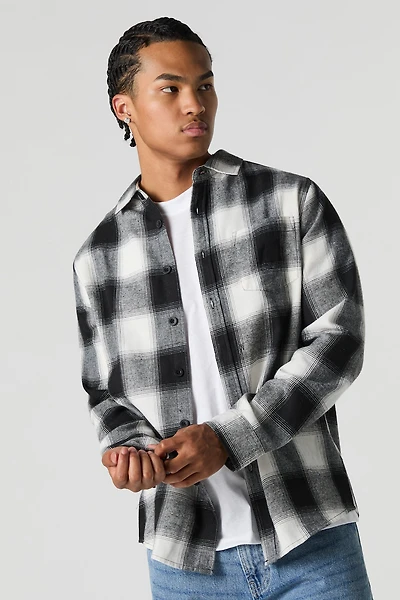 Plaid Long Sleeve Button-Up Top