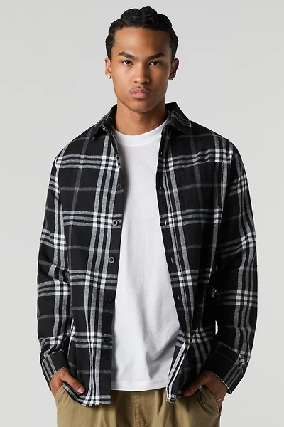 Plaid Long Sleeve Button-Up Top